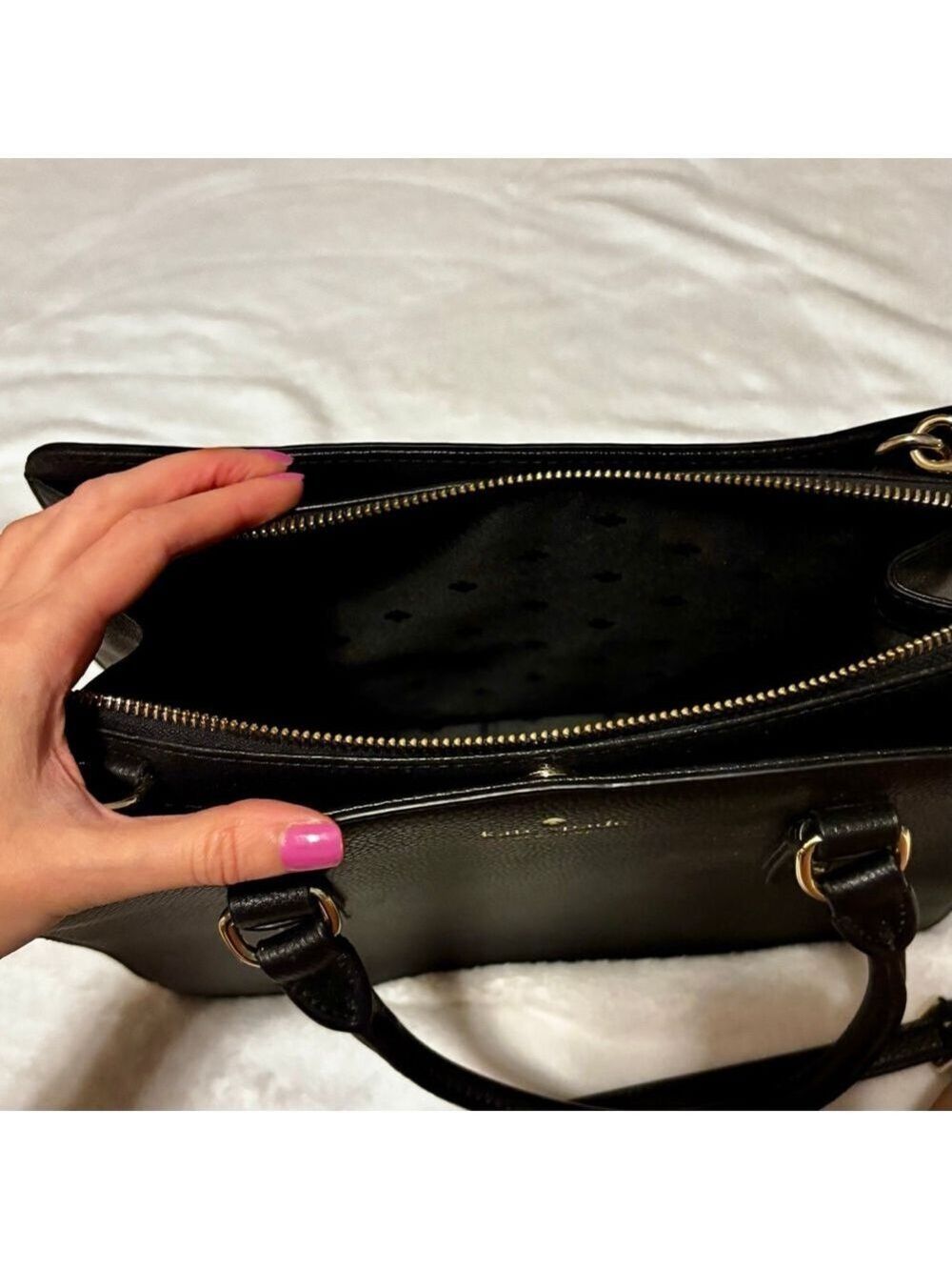 Kate Spade New York Mulberry Street Lise Black Leather Satchel Crossbody - Picture 9 of 15